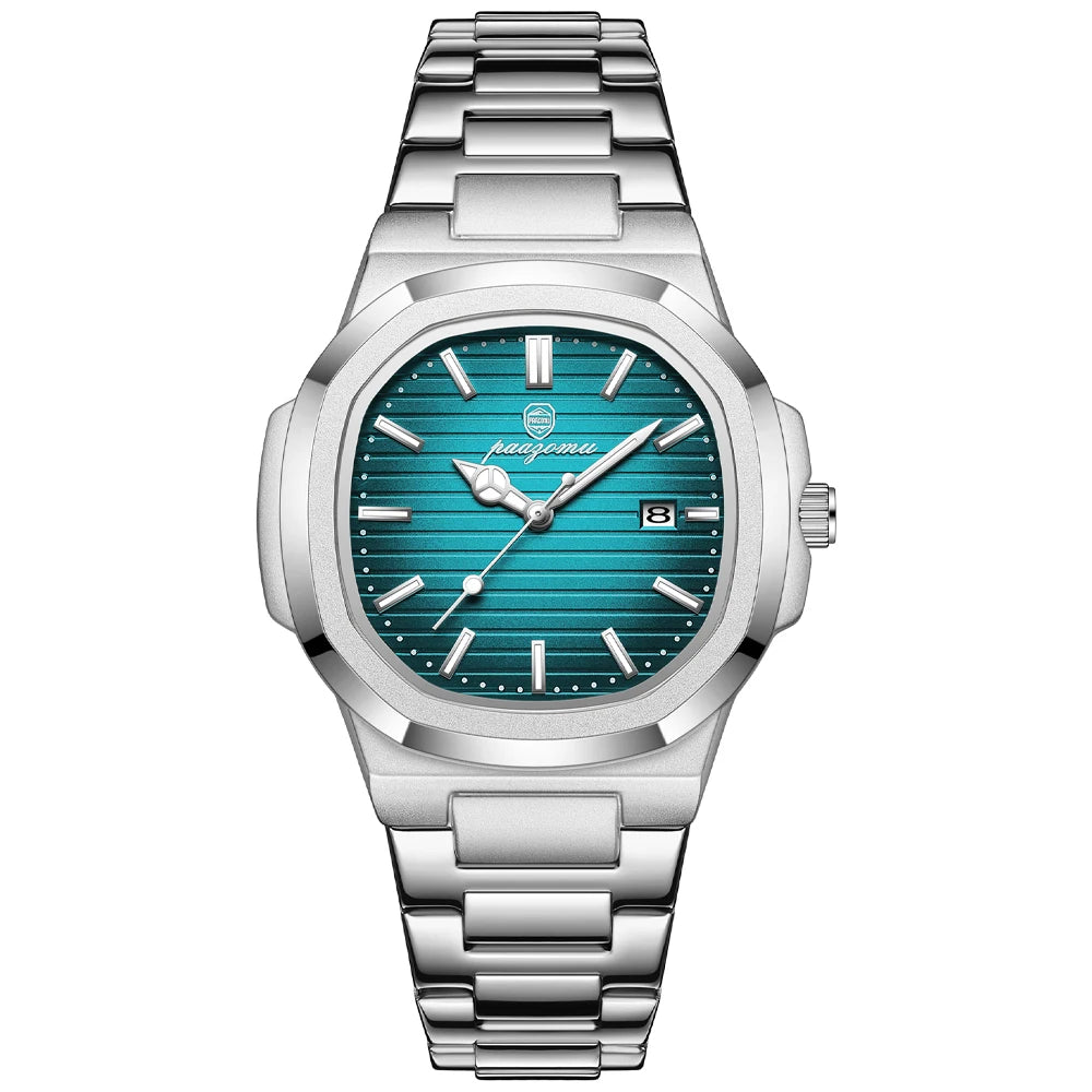 PENGAGAR Trend Men's Watches Classic Fashion Original Quartz Watch for Man Square Dial Waterproof Luminous Date Wristwatch Reloj