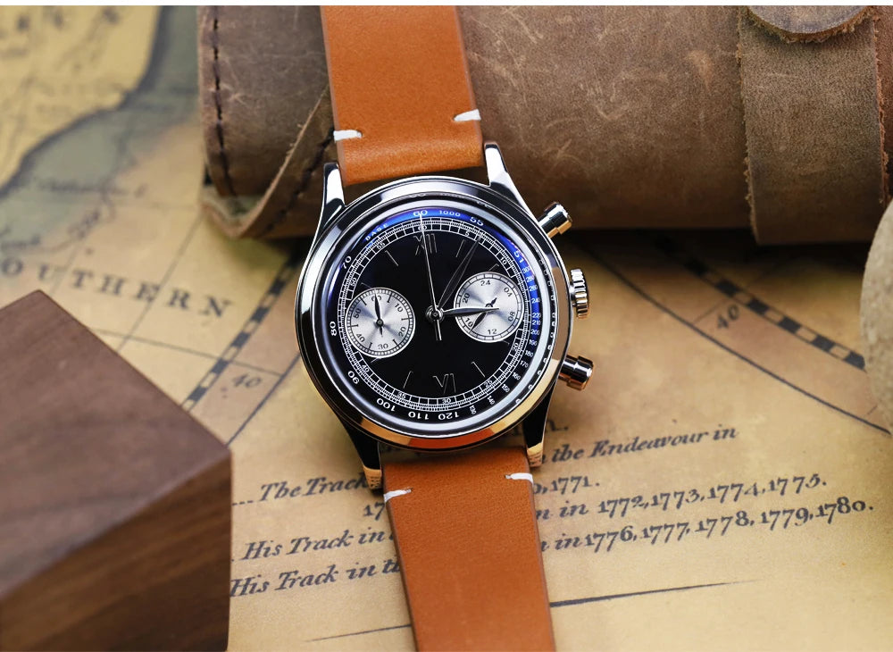 ADDIESDIVE Retro Quartz Watch for Men VK64 Multifunctional 24 Hour Chronograph Watches Bubble Mirror Glass 100m Dive Wristwatch