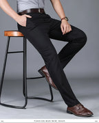 Spring Summer Cotton Casual Pants Mens Clothing Straight Business Green Black Khaki Trousers Male Brand 2022