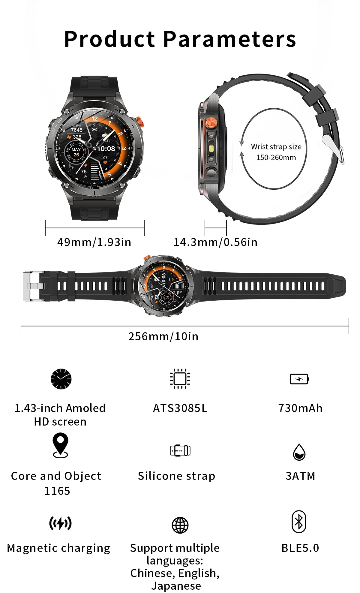 Men New Outdoors Sports Military GPS SmartWatch 10ATM Waterproof 730mAh High Battery Compass NFC HD Call For Huawei Xiaomi Watch