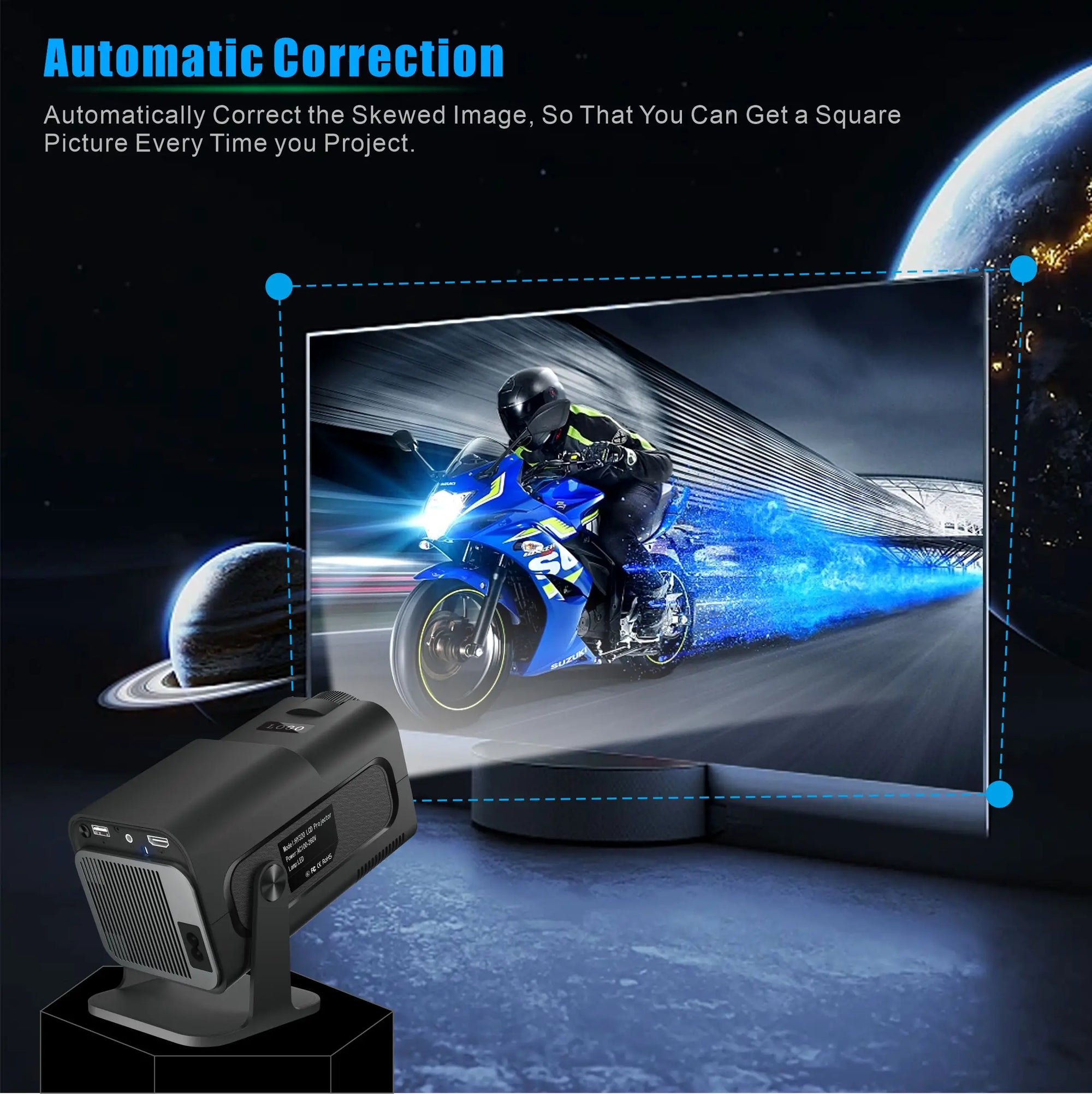 Salange HY320 Mini 4K Android 11 Projector Native 720P 300ANSI Dual Wifi6 BT5.0 Cinema Portable Projetor Outdoor 180°  Rotable