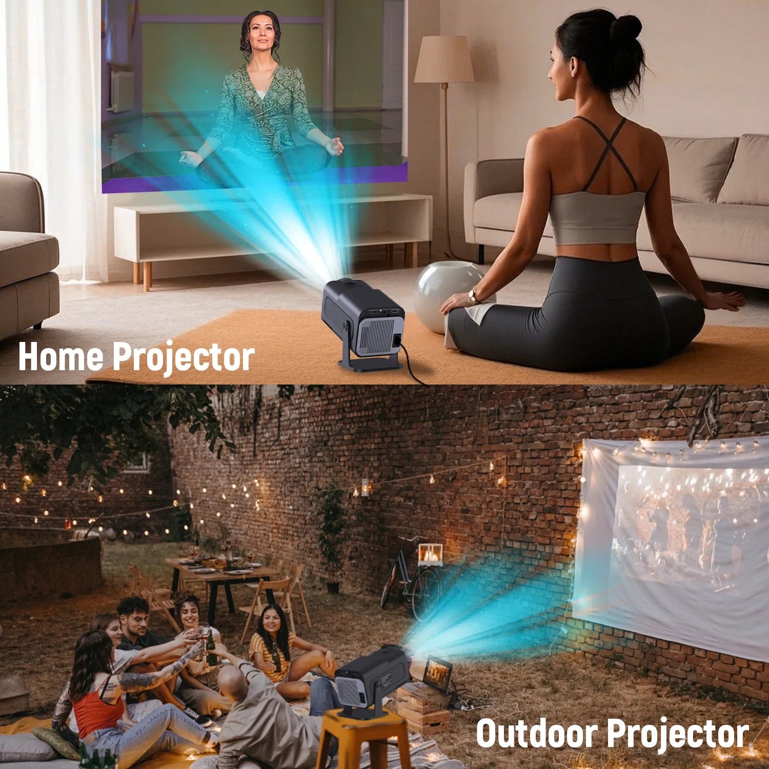 Projector Netflix Officially Licensed HY320 Android 11 1080P 500ANSI Amlogic S950D4 WIFi6.0 BT5.2 Mini 4K Projector