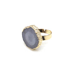 Natural Semi Precious Stones Irregular Crystal Druzy Rings Reiki Healing Embryo Agate Jewelry Accessories Party Gifts for Women