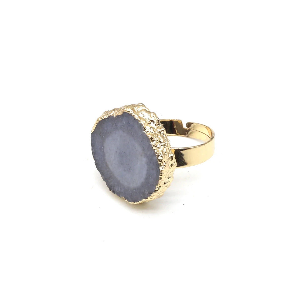 Natural Semi Precious Stones Irregular Crystal Druzy Rings Reiki Healing Embryo Agate Jewelry Accessories Party Gifts for Women
