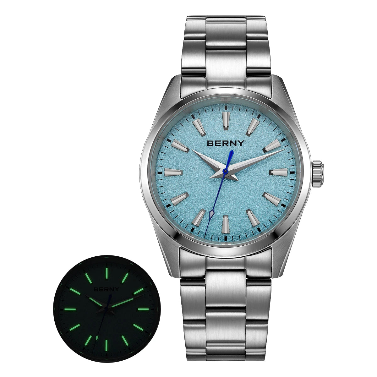 BERNY Watches for Men Luminous AR Sapphire Classic Dress Business Quartz Men's Watch 10ATM Elegant Fashion Casual Wristwatch