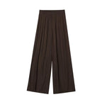 TFMLN New Women's High Waist Wide Leg Pants Fashion Elastic Waist Long Straight Trousers Lady Casual Solid Pocket Pants Summer