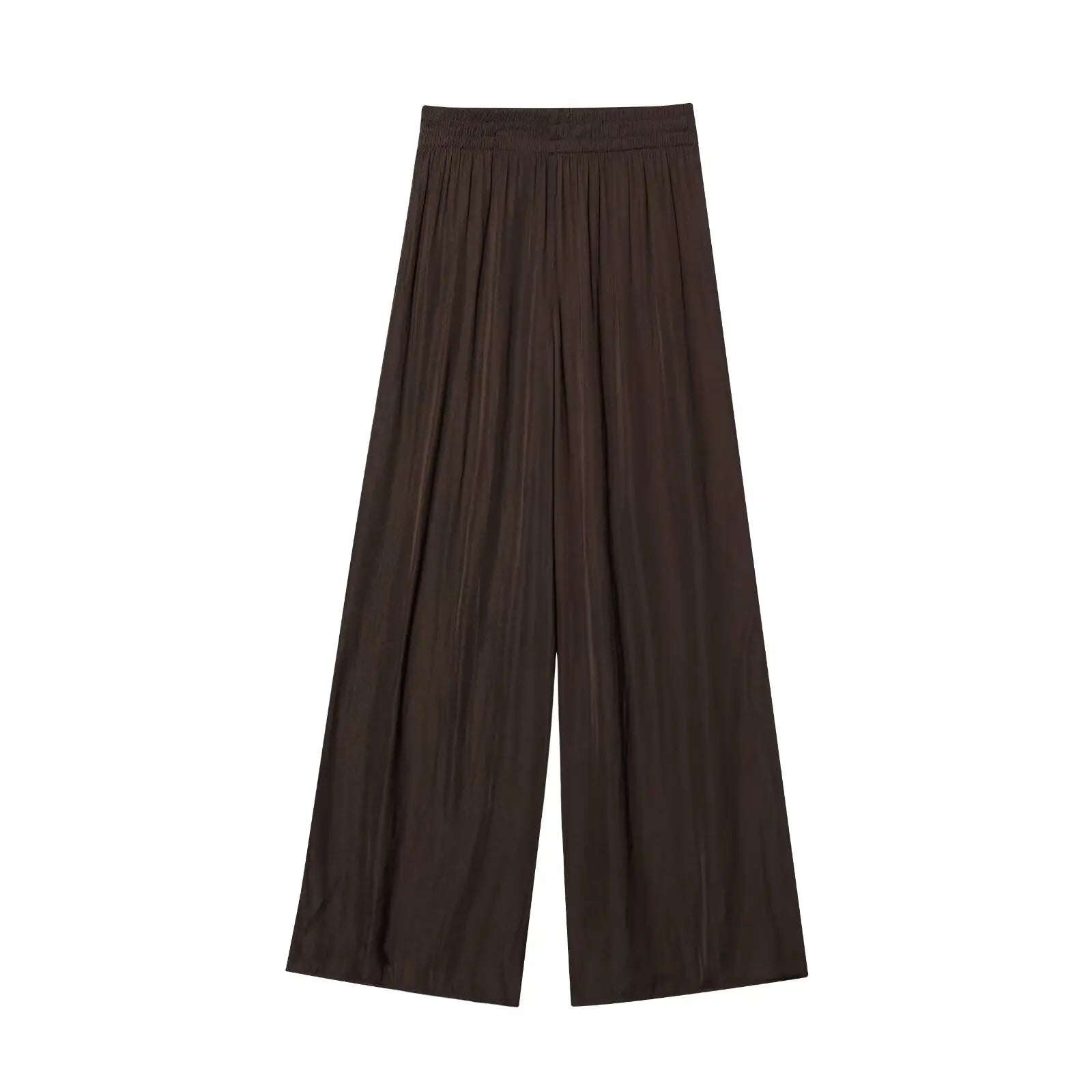 TFMLN New Women's High Waist Wide Leg Pants Fashion Elastic Waist Long Straight Trousers Lady Casual Solid Pocket Pants Summer