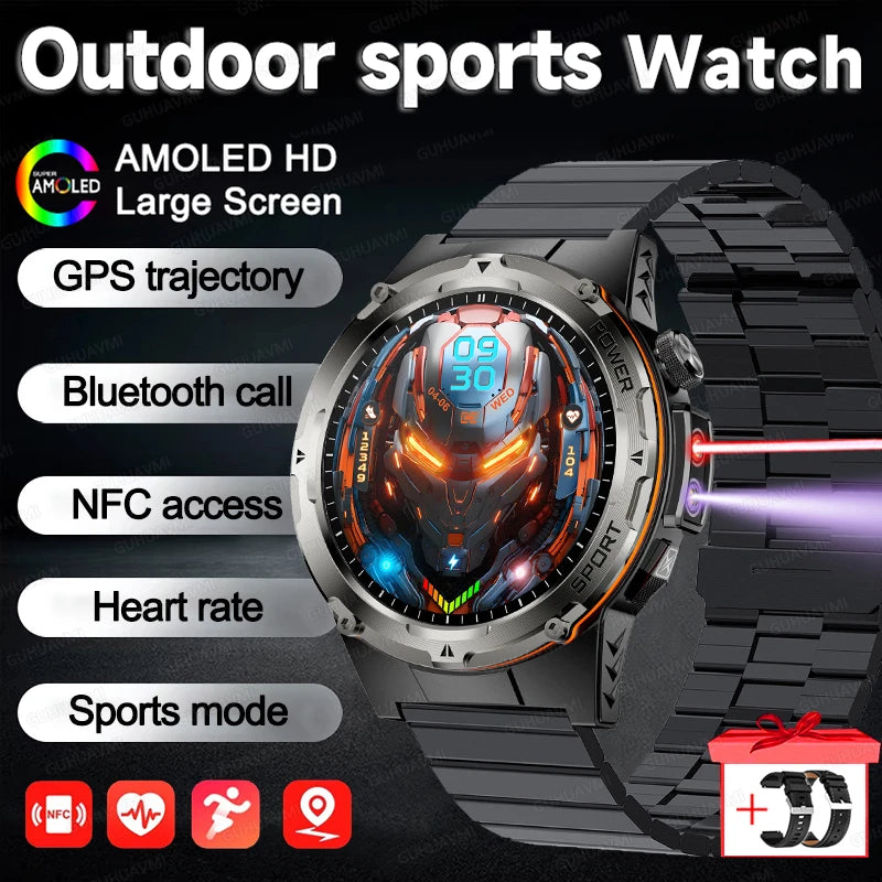 NEW For XIAOMI Outdoor Sports Smart Watch Men GPS Trackr Health Monitor BT Call NFC UV infrared Laser 5ATM Waterproof Smartwatch