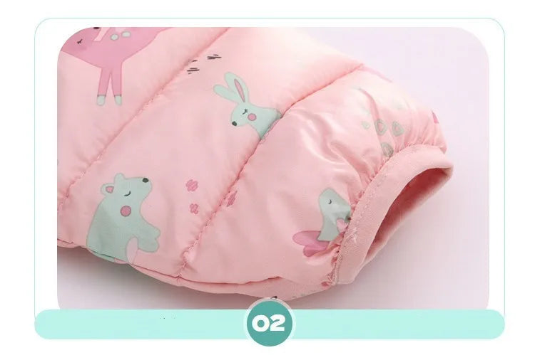 Children Boys Baby Hooded Lightweight Down Jackets Warm Outerwear Autumn Kids Girls Coats Cartoon Dinosaur Print Casual Clothing