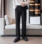 Wide Leg Gray Baggy Men's Summer Pants Tailoring Chinese Homme Dress Slacks Spring Clothes Male Suit Trousers Formal Designer Up