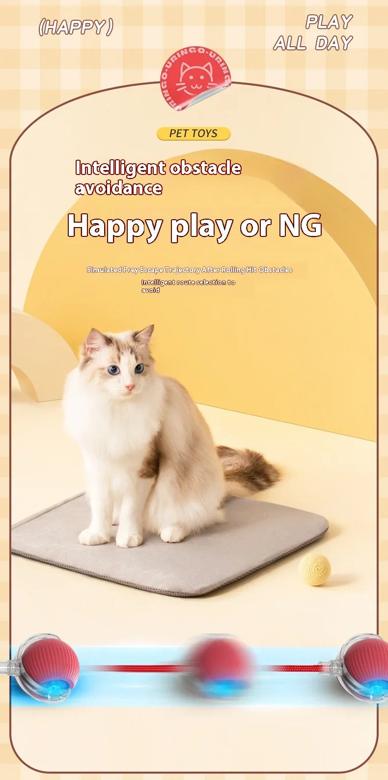 Interactive Cat Toy Ball Rolling Balls Pet Kitten Cats Teaser Automatic Electric Smart Game Plush Toys Play Stimulator Training