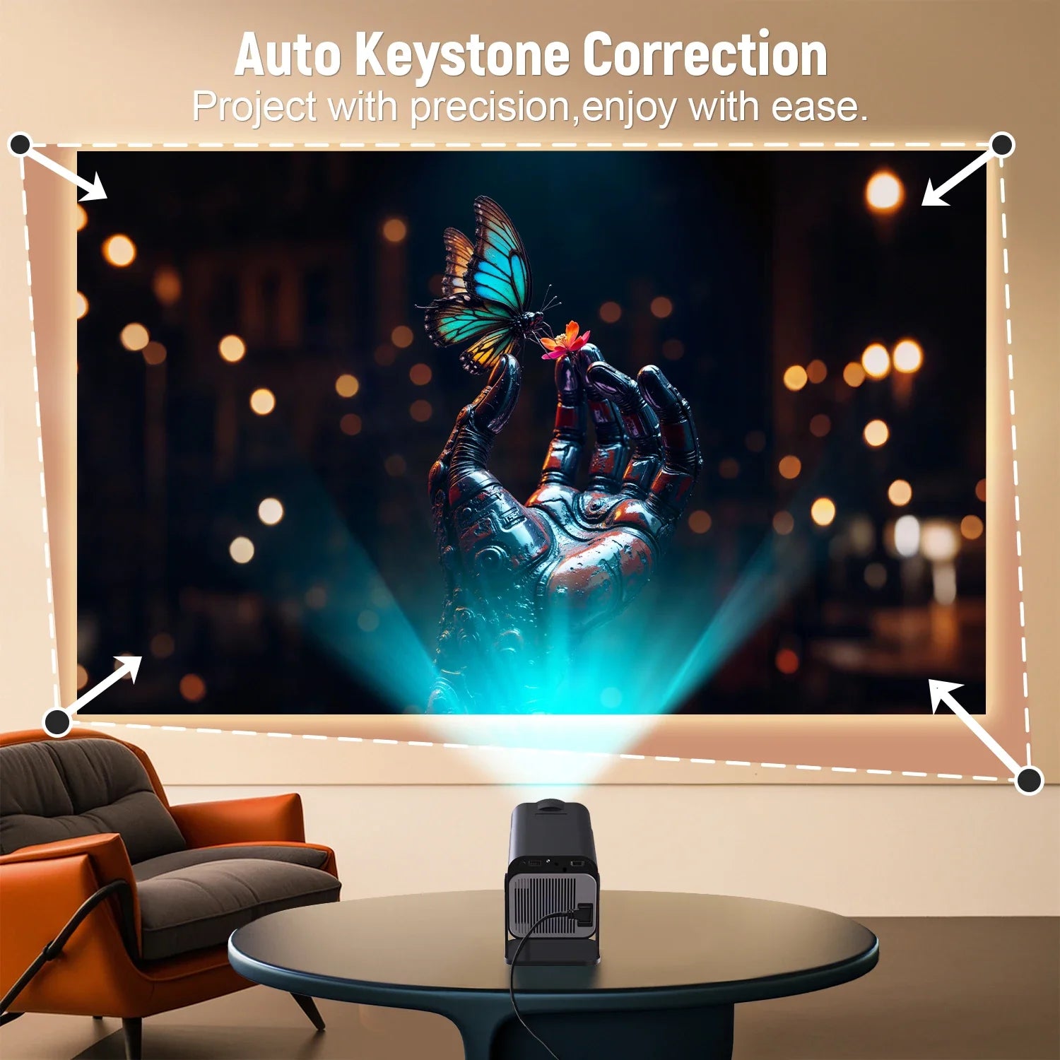 Projector Netflix Officially Licensed HY320 Android 11 1080P 500ANSI Amlogic S950D4 WIFi6.0 BT5.2 Mini 4K Projector