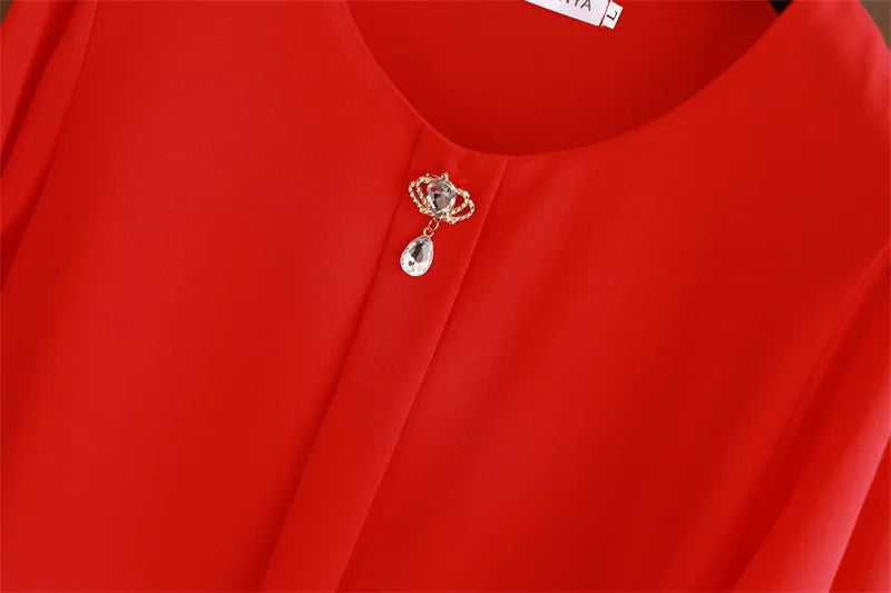Women Blouse And Tops Summer Short Sleeve Chiffon T-shirt Middle Age Female Fashion Pullover Tshirts Shirts Large Size L-6XL