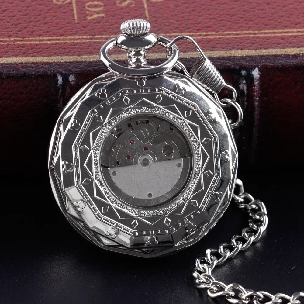 Luxury Gold Moon Phase Without Cover Mechanical Pocket Watch Antique Pendant Pocket Clock High Grade Gifts for Men