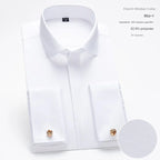 2024 Niche Chic Double Folded Sleeve Windsor Collar  Business Long-sleeved Shirt Men's High-grade  Dress random French Cufflinks
