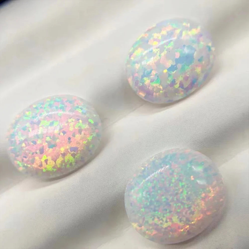 7*9mm Natural Opal Reiki Healing Semi-Circle Jewelry Set - Opal Ring Earrings Necklace - Spiritual Energy Gemstone Accessories