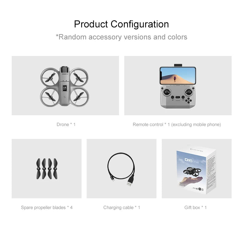 KBDFA D16 Mini Drone 8K Camera ESC Aerial Aircraft Air Pressure Fixed Height Pocket UFO Obstacle Remote Control Quadcopter