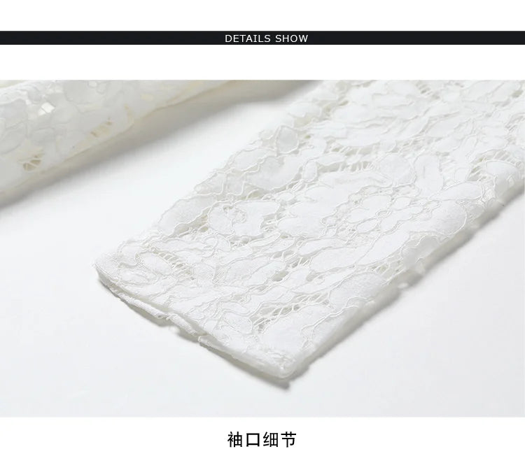 Lace White Prom Dress Women 2023 Summer Autumn Long Sleeve Sexy Slash Neck A Line Midi Party Vestidos Flower Embroidery