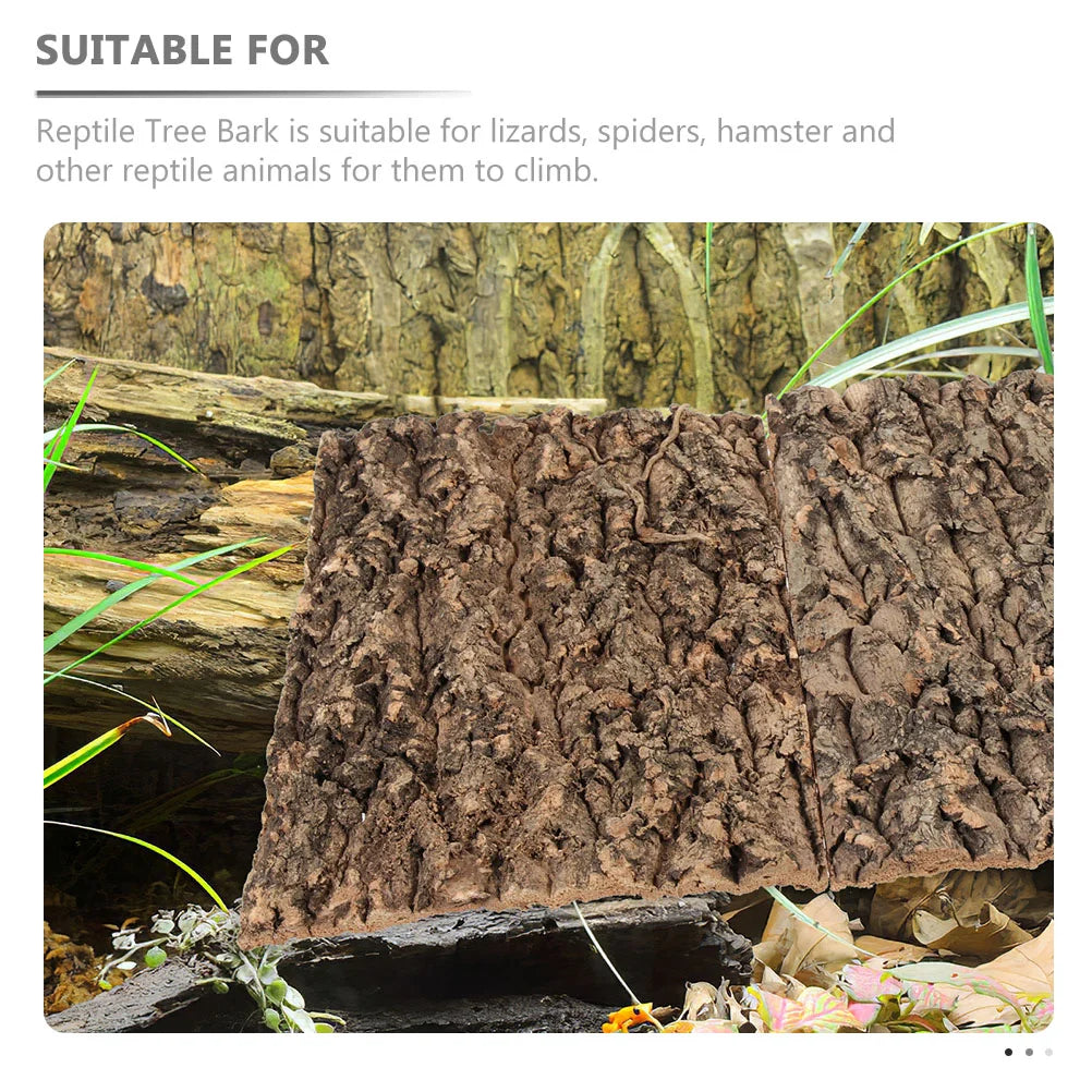 3 Pcs Reptile Bark Toy Animals Cork Tortoise Accessories Tree Terrarium Background Moss