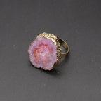 Natural Semi Precious Stones Irregular Crystal Druzy Rings Reiki Healing Embryo Agate Jewelry Accessories Party Gifts for Women
