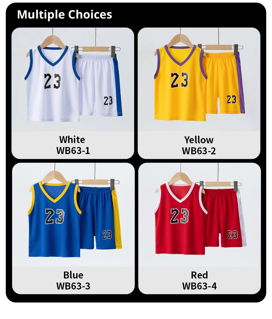 2 Pcs Summer Children's Quick Drying Sports Suit Boys' Comfortable And Breathable Multi-color Vest Girls' Running Casual Shorts