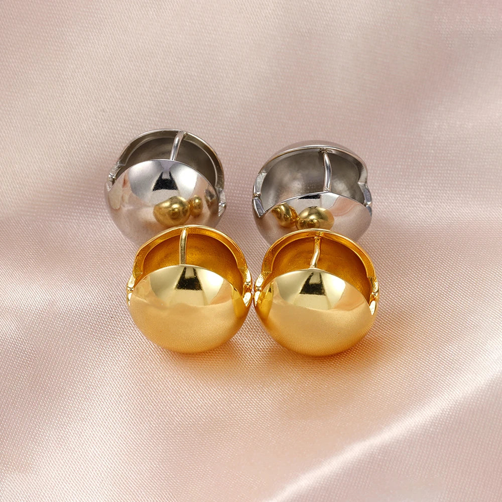 2025 Gold Silver Color Ball Round Simple Hight Quality Luxury Earrings Punk Geometric Stud Earrings For Women Party Jewelry Gift