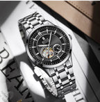 RUIGE High Quality Hollow Mechanical Movement Men's Watch Stainless Steel Fashion Men's Night Light Waterproof Watch