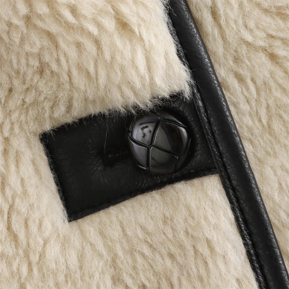 Zach Ailsa Women's Big Collar Fur Integrated Plush Coat Autumn/Winter New Solid Color Long Sleeve Warm Jacket