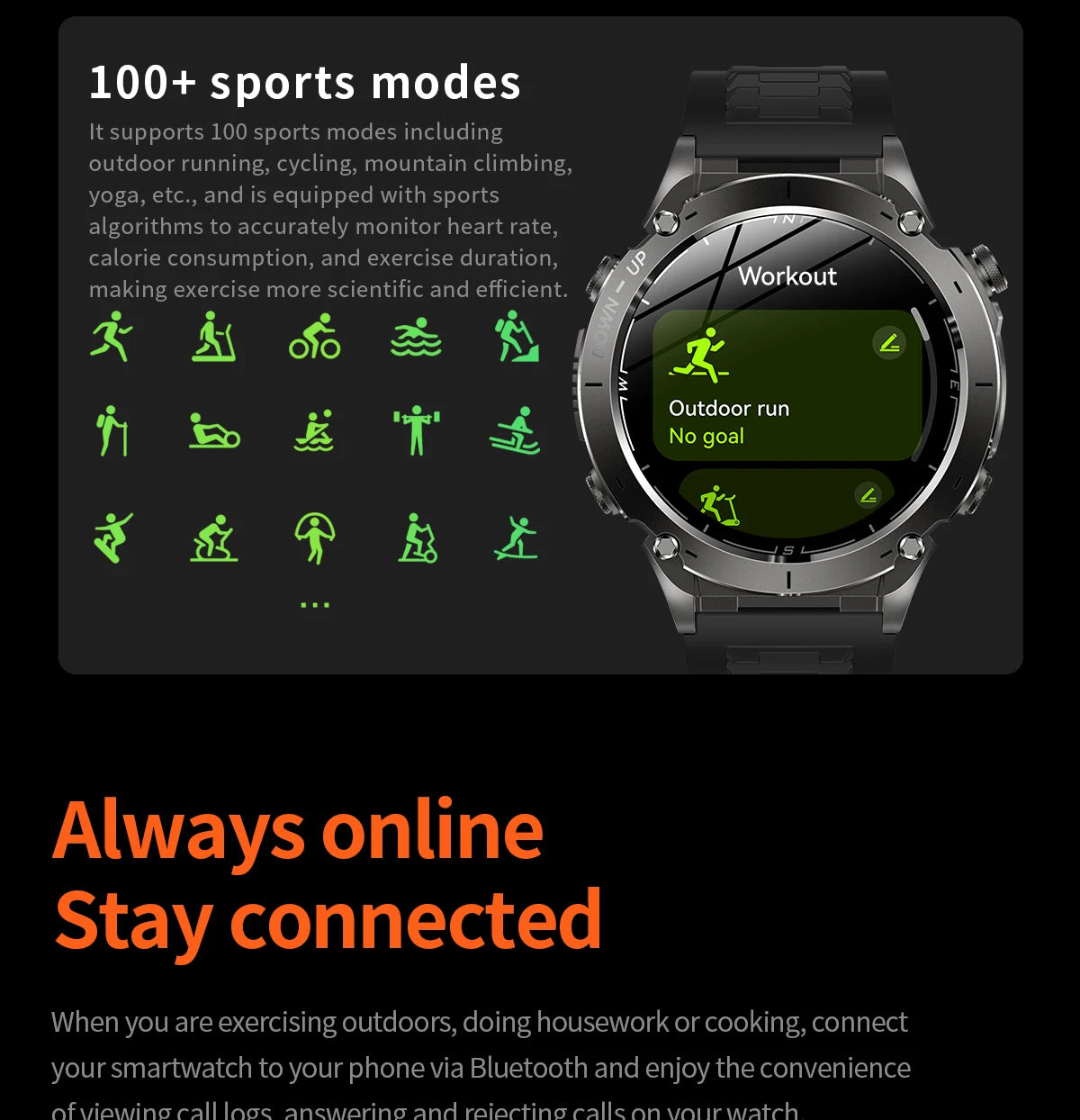 Men New Outdoors Sports Military GPS SmartWatch 10ATM Waterproof 730mAh High Battery Compass NFC HD Call For Huawei Xiaomi Watch