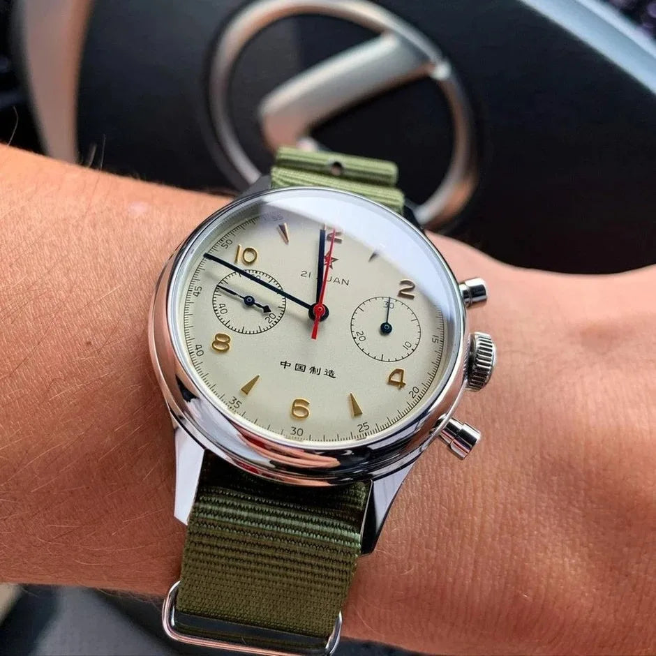 FMEIS Original Seagull Men's Watches 1963 Pilot Automatic Watch 42mm Waterproof Retro Quartz Chronograph Vintage Dress Watch