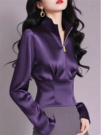Luxury Satin Shirt Women's Spring Summer New Coat Unique Beautiful Waist Jacket French High-Grade Outerwear Female Overcoat Tops