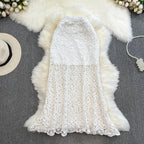 Boho Holiday Long Skirts Women Crochet Hollow Out Female Trumpet Skirt Ladies Elegant Lace Patchwork Summer Skirt Dropshipping