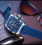 LIGE Quartz Mens Watches Fashion Business Military Wrist Watch For Men Silicone Sport Waterproof Chronograph Square Watch Men
