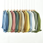 2025 Spring New Casual 100% Cotton Long Sleeve Shirt for Men Multi-color Simple Solid Color Classic Daily Shirts CM6651