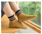 5Pairs/Lot Cartoon Stripe Kids Socks Casual Baby Girls Boys Cotton Spring Autumn Toddler Knitted Children Socks For 1-8Years