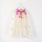 Girls Princess Cape Children Costume Cloak Kids Aurora Rapunzel Elsa Carnival Party Clothes Girl Sequins Performance Accessory