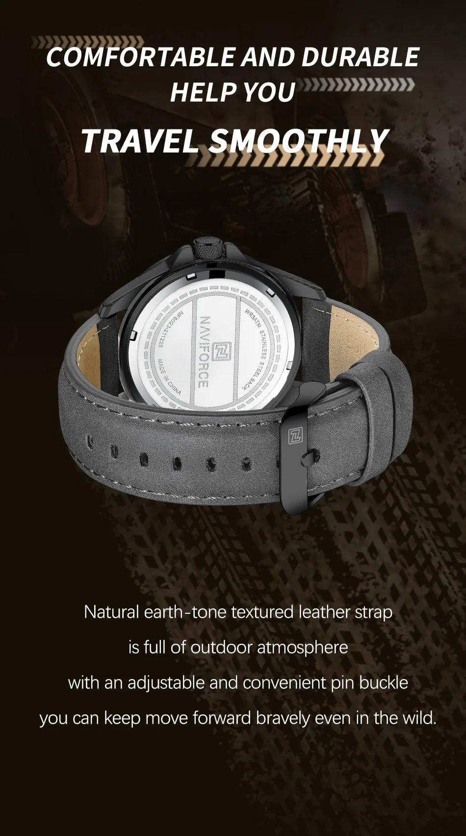 Top Brand NAVIFORCE  Men Quartz Watch Sports Shockproof Waterproof Leather Male Fashion Luxury WristWatch Casual Calendar Clock