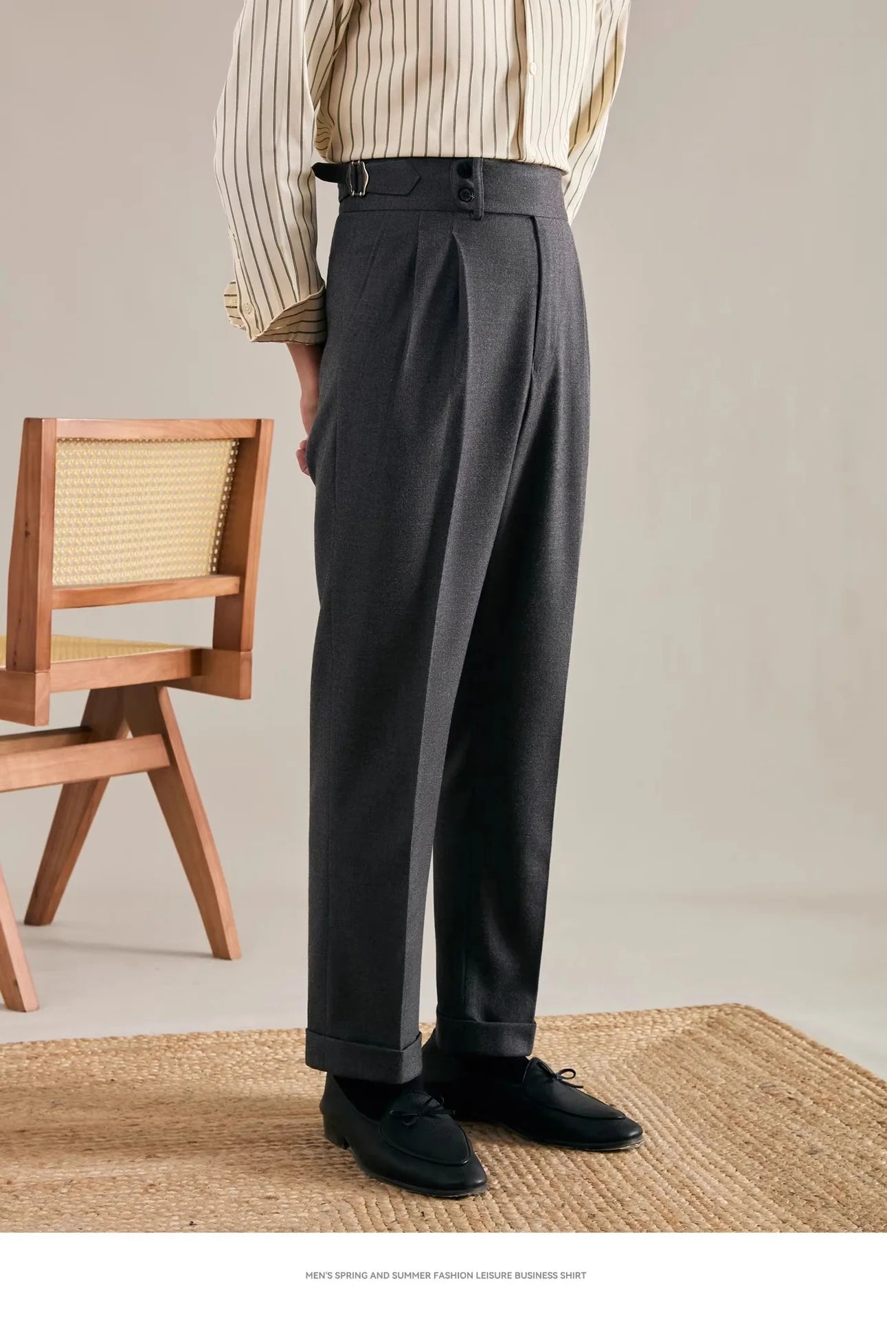 Italian Naples Trousers High Waisted Straight Men's Business Casual Pants High-end Elegant Retro Suit Pants Banquet Wedding