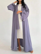 Full Sleeve Loose Open Front Abaya Muslim Women Abayas Solid Kaftans Islamic Maxi Dresses Jilbabs Middle-East Ethnic Clothing