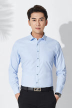 2023 Non-Iron Solid  Soft Easycare Stretch Shirts Men Spandex Long Sleeve Dress Shirt Men Office Shirts Men Clothing
