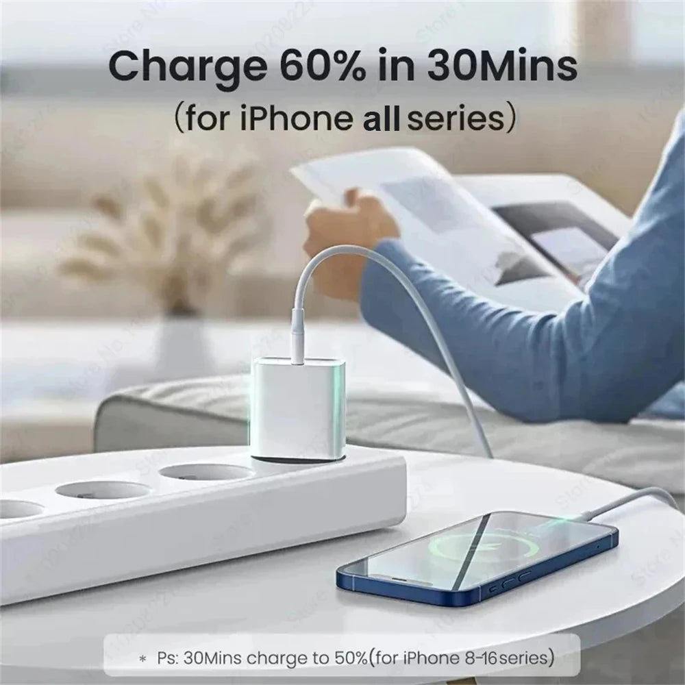 Original PD 40W Fast Charger For iPhone 15 11 12 13 14 16 Pro Max Charging Cable For iPhone USB Type C Charger Phone Accessories