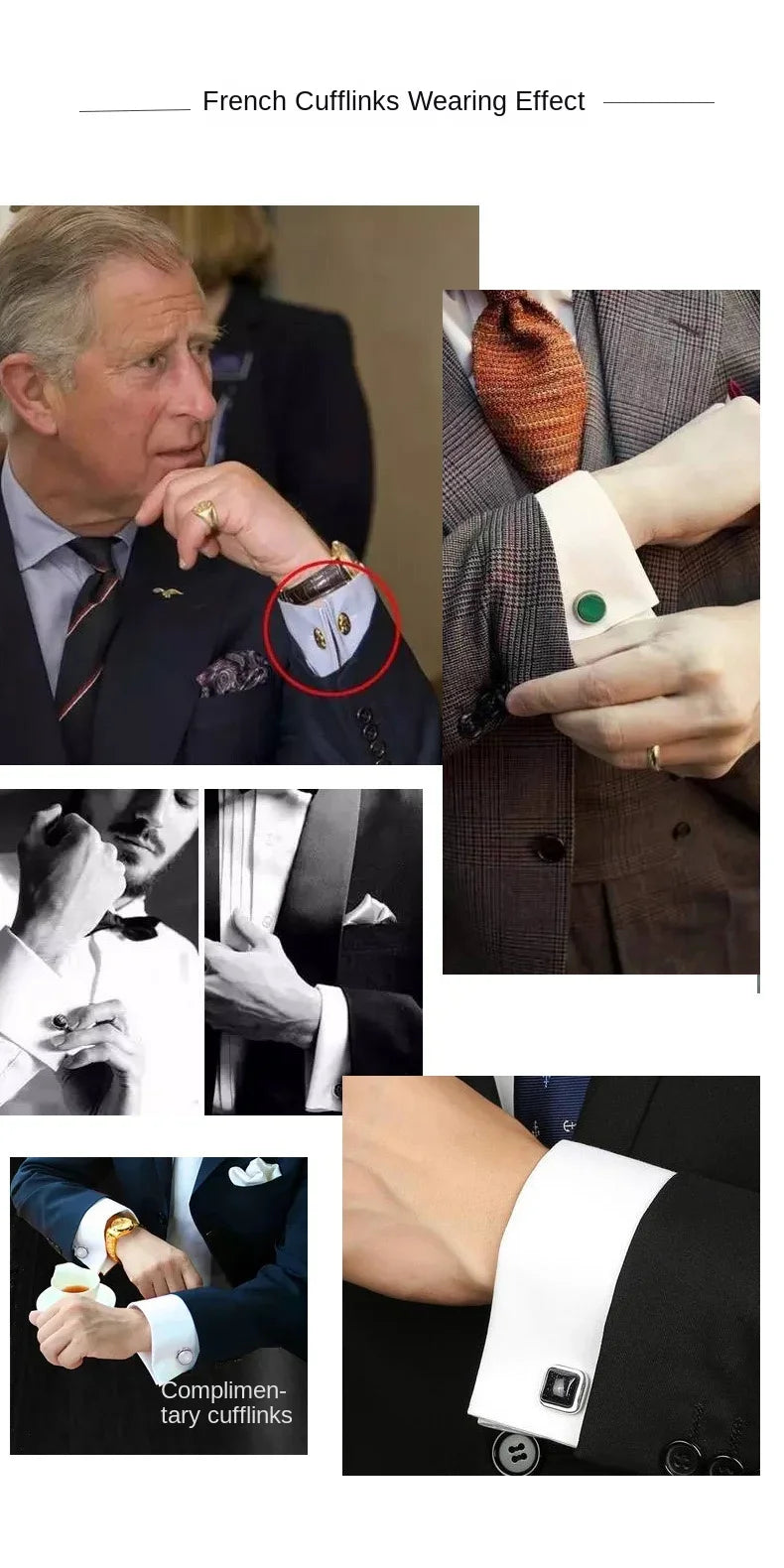2024 Niche Chic Double Folded Sleeve Windsor Collar  Business Long-sleeved Shirt Men's High-grade  Dress random French Cufflinks