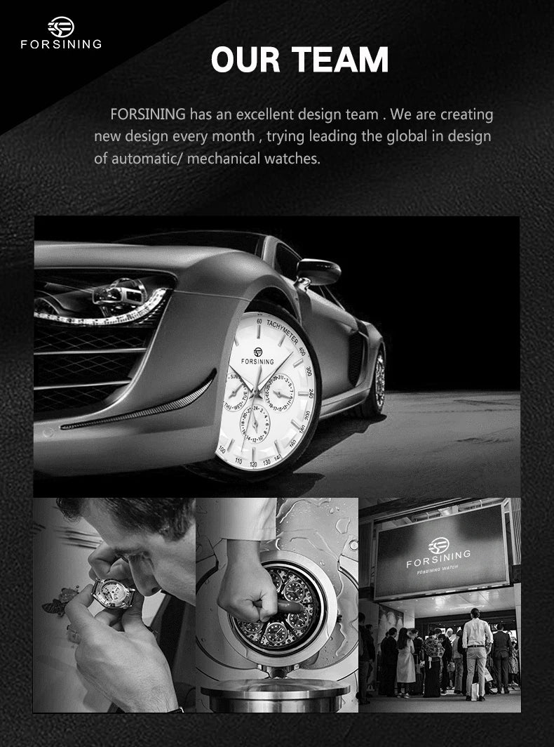 FORSINING Men Watches Automatic Mechanical Watch Luxury Gold Clock Genuine Leather Waterproof Watch Men Military Wristwatch Man