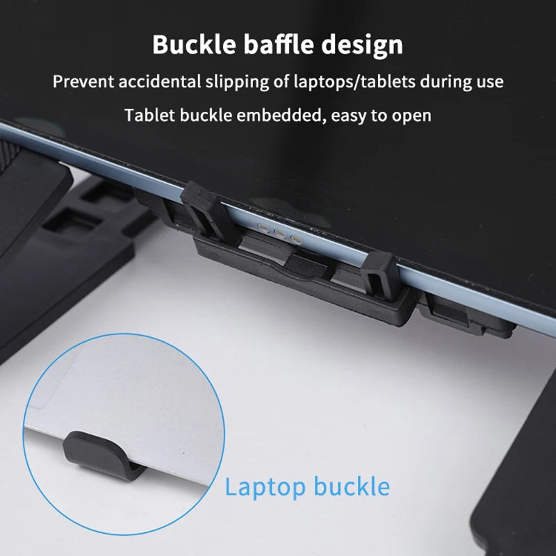 Laptop Cooler Base Stand Foldable Laptop Cooling Pad Holder Portable Notebook Radiator Bracket Heighten Rack With 1 Cooling Fans