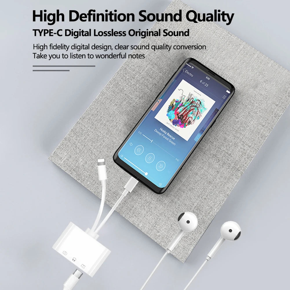 Byscoon Lightning/Type C to USB 3.0 /3.5mm/Type C OTG Adapter 3.5mm Audio Jack Splitter for iPhone14/13/12/iPad with Charging