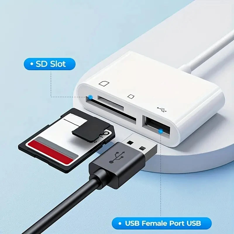 3-IN-1 TypeC/for iPhone To SD/TF Card Reader OTG USB Port Adapter Camera Phone Adapter Memory Card Data Transfer For IOS Android
