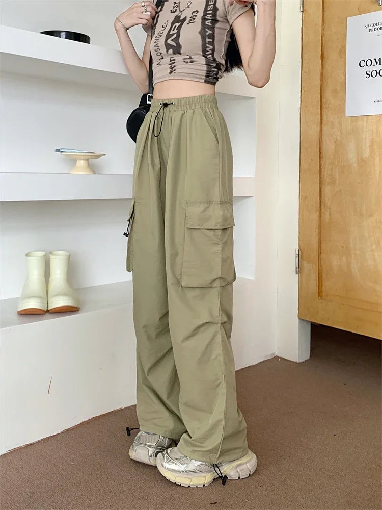 High Waist Wide Leg Workwear Pants Women's Spring 2024 Loose Sun Protection Casual Sports Thin Style Fashionable Trousers