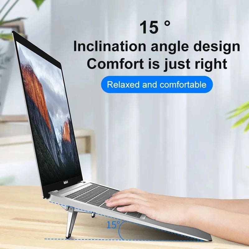 2Pcs Desktop Foldable Laptop Stand Base Portable Small Metal Base Universal Anti-Slip Stand Adjustable Notebook Cooling Holder