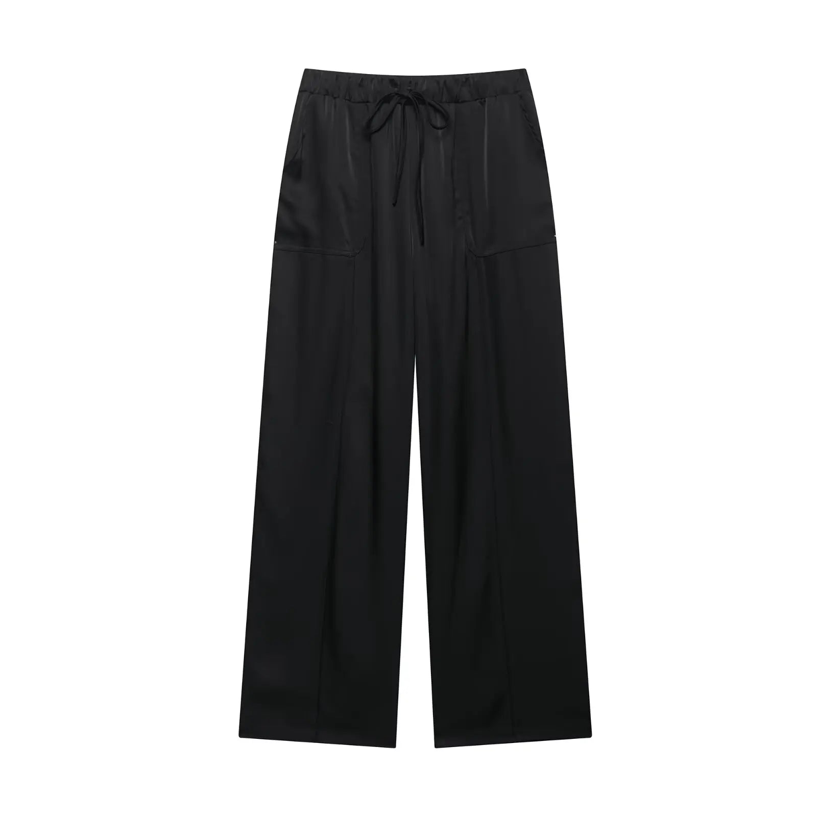 MYST&ZA2025 new summer women's casual simple halter neck backless sleeveless top + drawstring wide-leg trousers