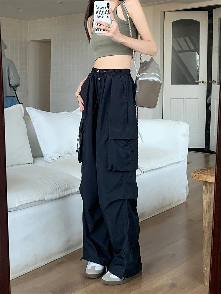 High Waist Wide Leg Workwear Pants Women's Spring 2024 Loose Sun Protection Casual Sports Thin Style Fashionable Trousers